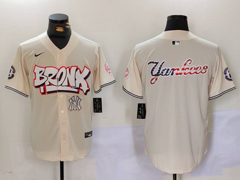 Men New York Yankees Blank Cream joint name 2024 Nike MLB Jersey style 6->new york yankees->MLB Jersey